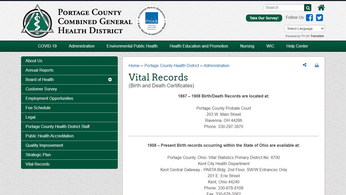 Vital Records | Portage County OH