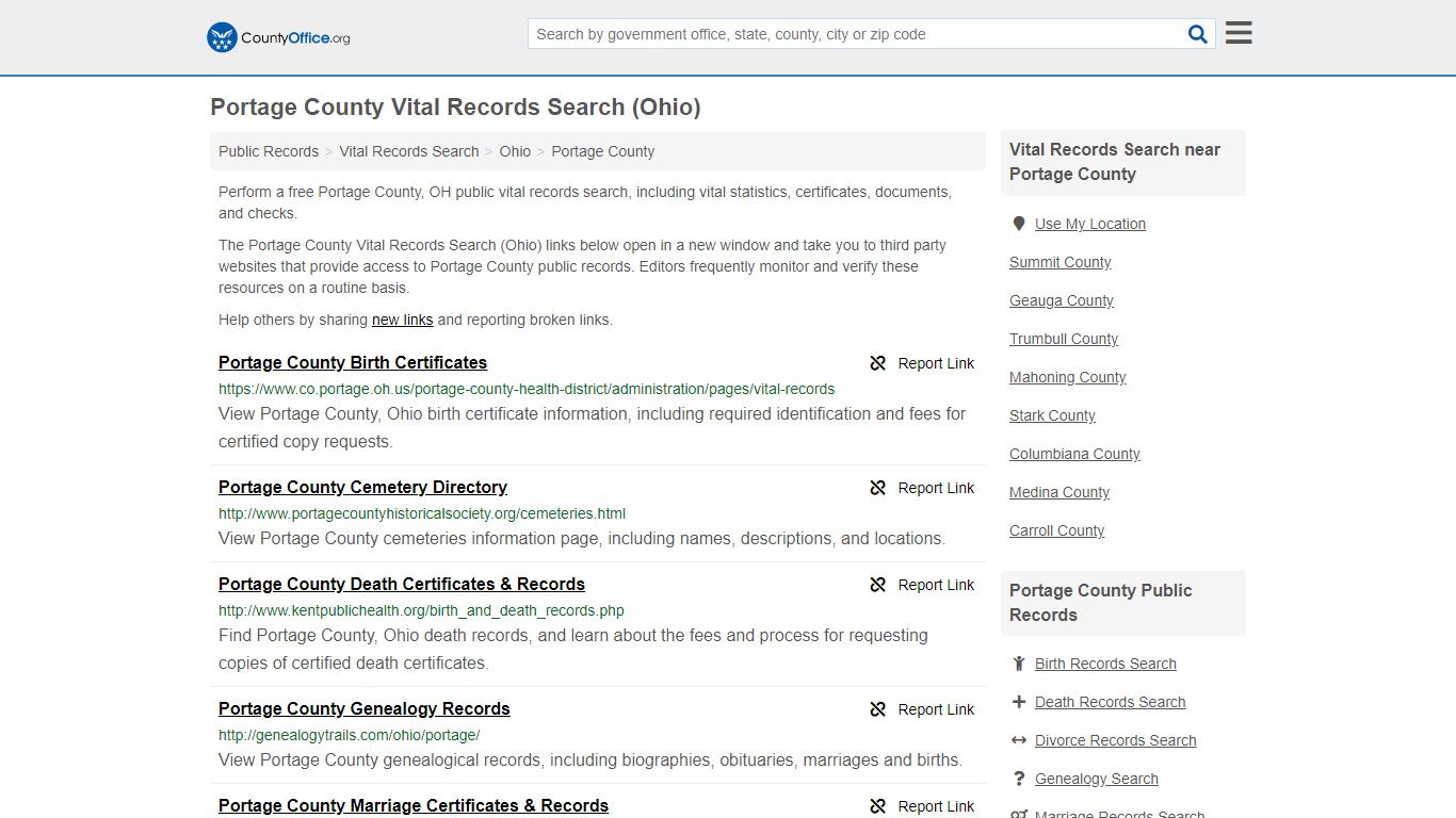 Vital Records Search - Portage County, OH (Birth, Death ...