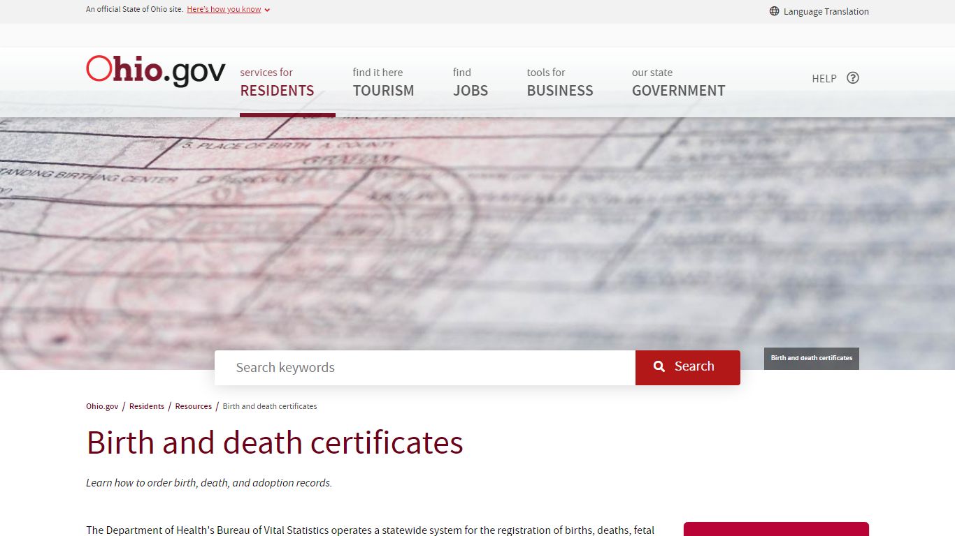 Birth and death certificates - ohio.gov